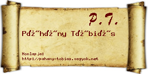Páhány Tóbiás névjegykártya